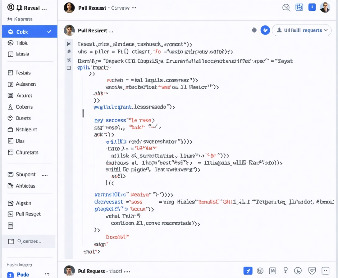 Ein detaillierter Code-Review-Bildschirm zeigt Anmerkungen und Verbesserungsvorschläge eines Mentors auf GitHub